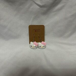 Handmade Pink Bow Hello Kitty Earrings